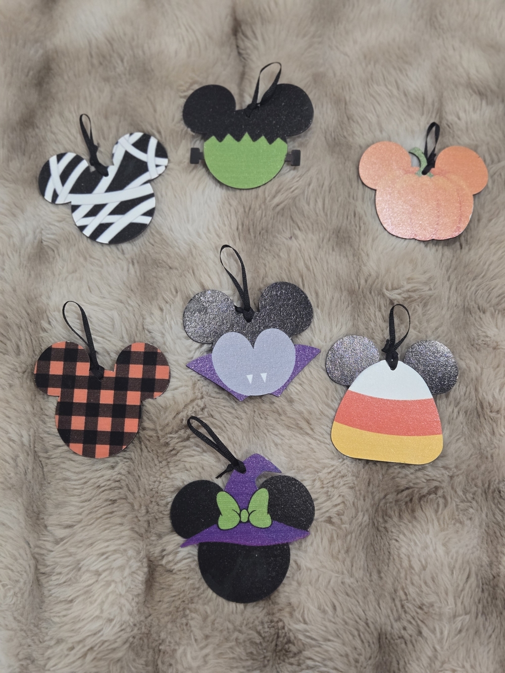 Handmade Halloween Mickey Ear Ornaments - 7 Pack